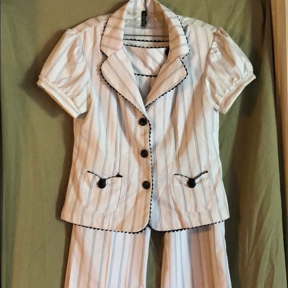 White and Navy Summer suit